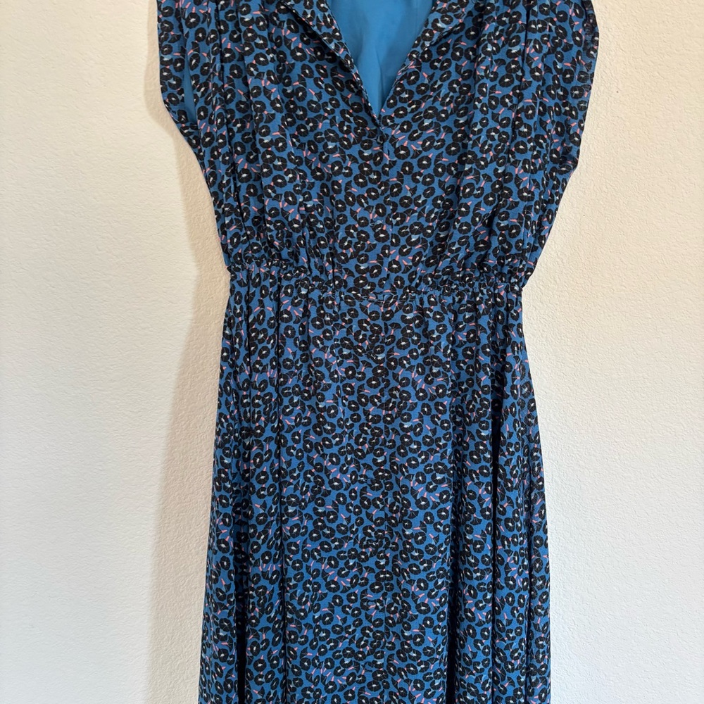 Ann Taylor Blue Morning Glory Button Down Midi Shirtdress - Picture 5 of 10